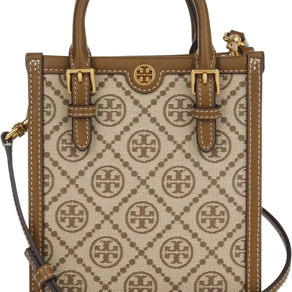 Tory Burch Jacquard Mini Tote, Light Brown, Hazel, HAZELNUT NWOT